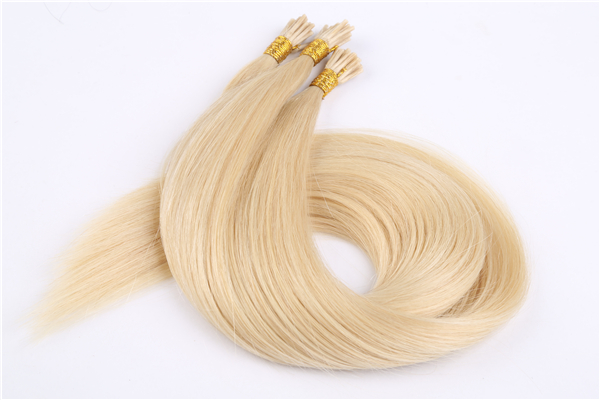 Virgin Russian hair i tip hair extensions pre bonded hair extensions with blonde color JF56